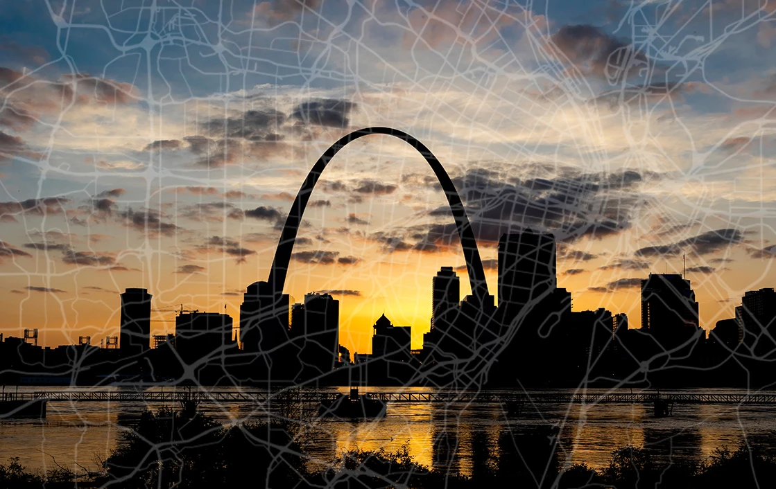 St. Louis arch at sunset