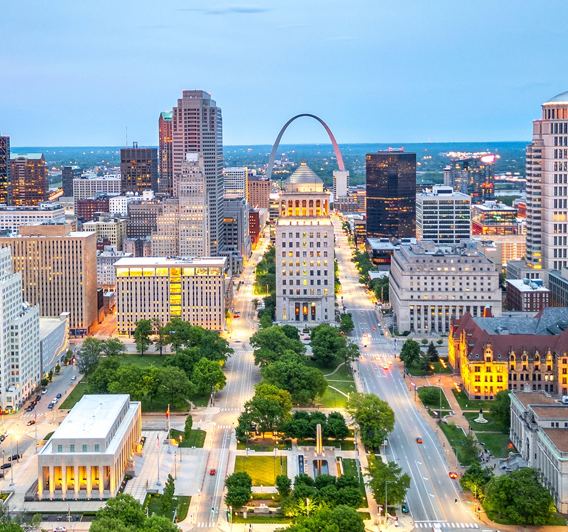 St. Louis city scape at dusk